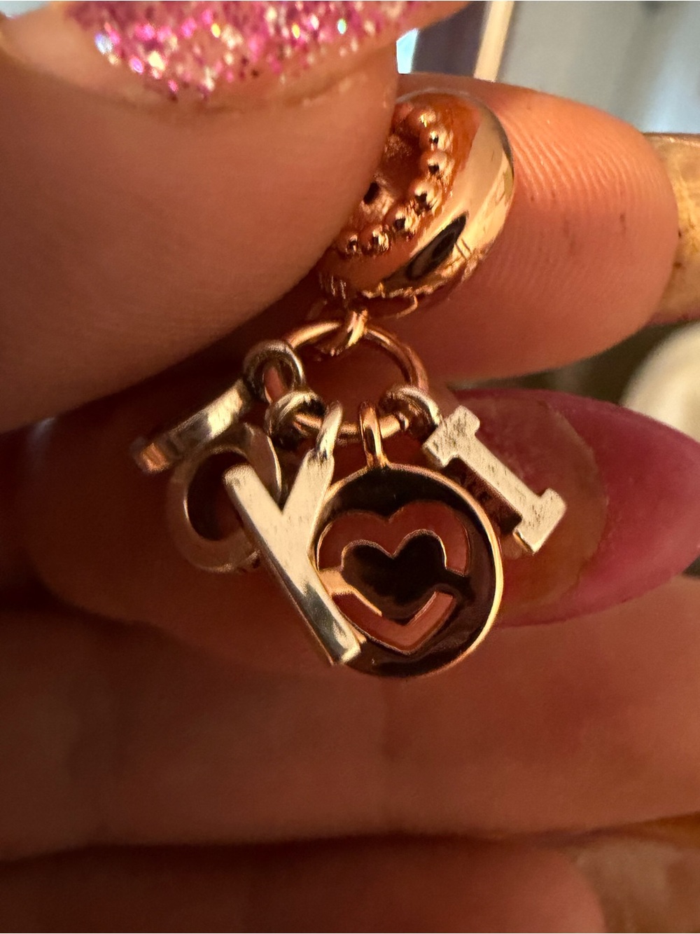 Pandora Gold Heart 'You & I' Charm Dangle